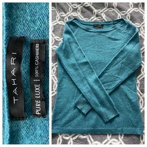 Gorgeous 100% cashmere luxe Tahari teal sweater